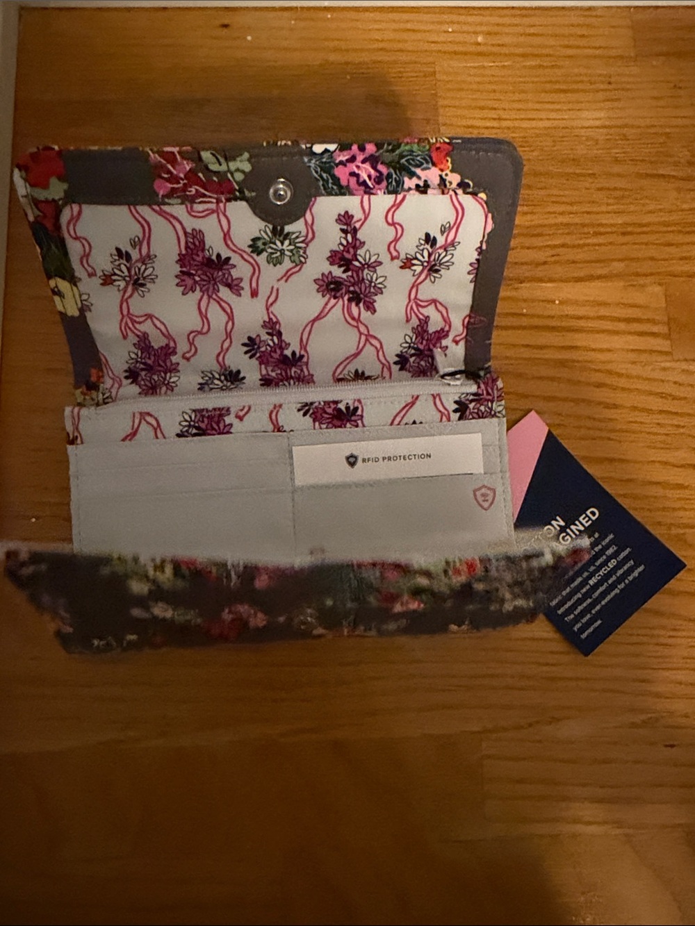 Vera Bradley Floral RFID Card Holder Wallet - Purple & Pink
